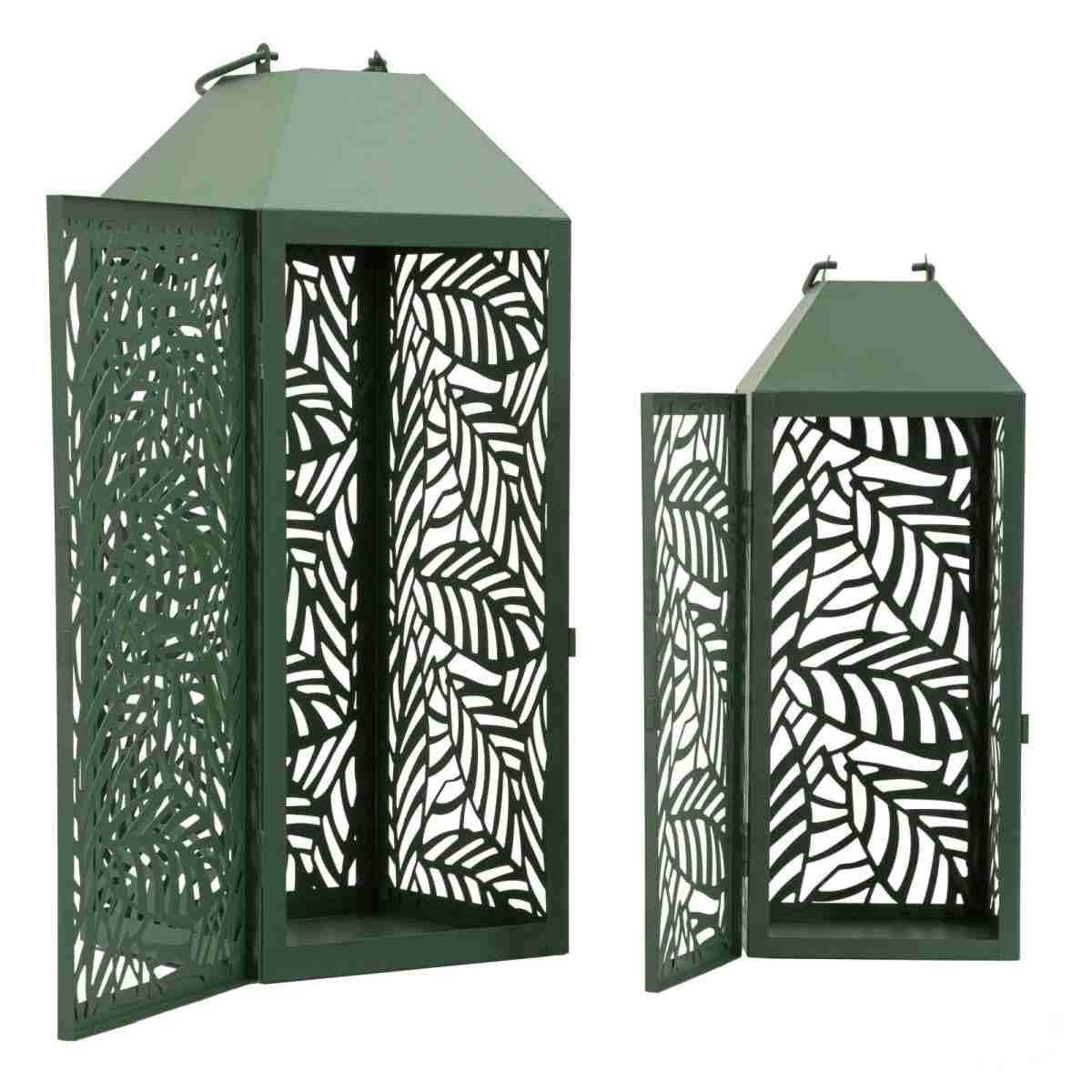 Lanterne carving coppia cm 17,8x17,8x44-13,8x13,8x34<br>