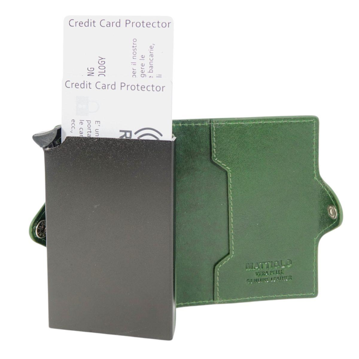 Portafoglio portacarte a scatto in pelle con sistema RFID uomo Gai Mattiolo