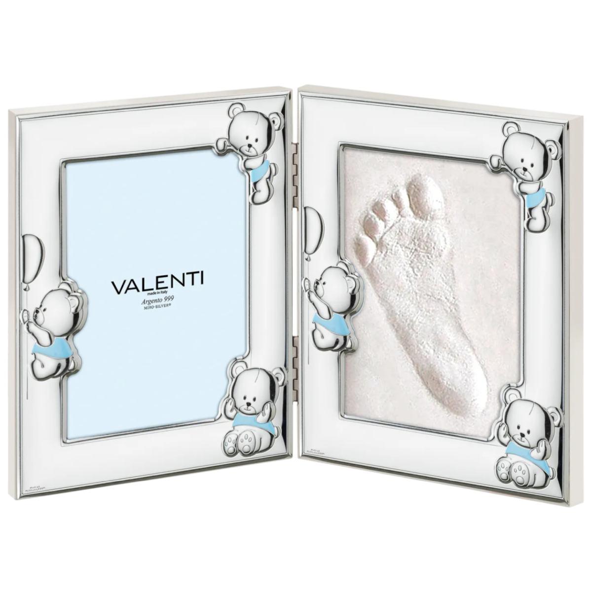 Portafoto pieghevole 9x13 cm cm 3 orsetti impronte celeste Valenti
