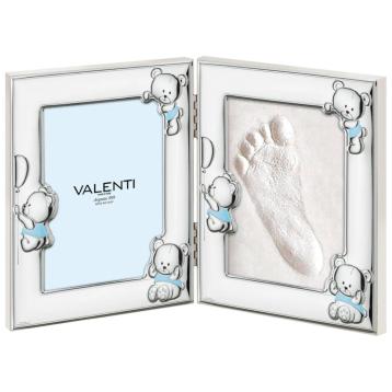 Portafoto bimbo 9X13 cm 3 orsetti impronte celeste Valenti