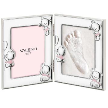 Portafoto bimbo 9X13 cm 3 orsetti impronte rosa Valenti