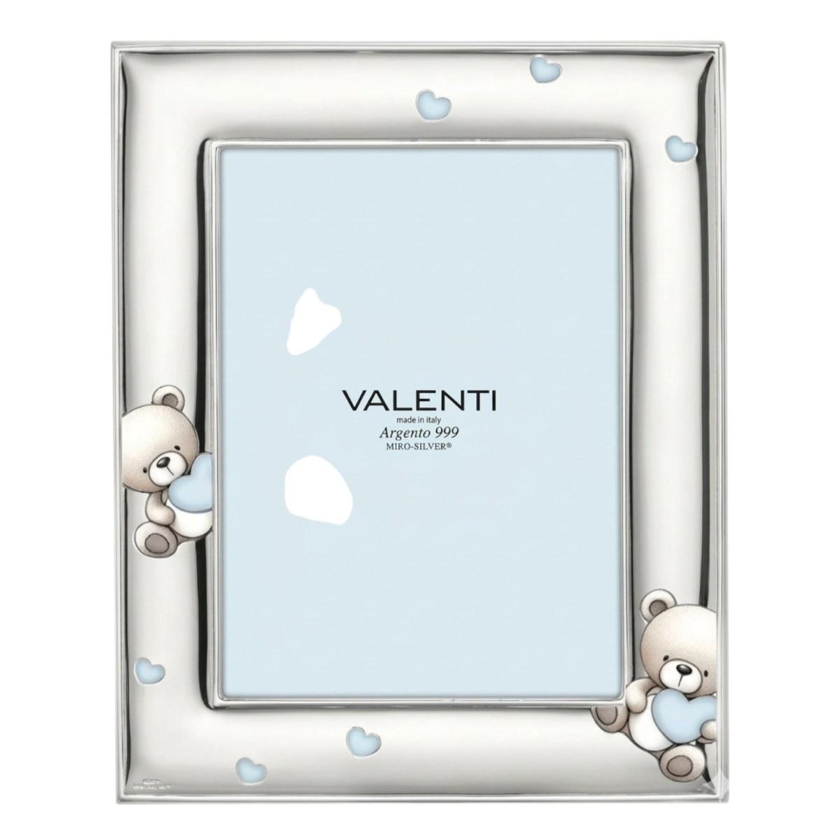 Cornice portafoto bimbo 9x13 cm Orsetti e cuori celeste Valenti