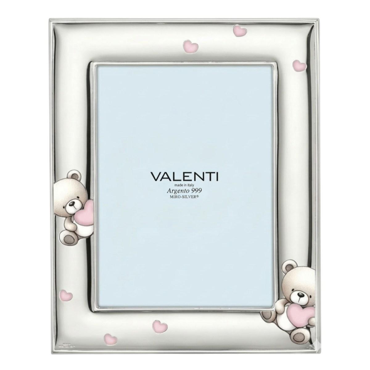 Cornice portafoto bimba 9x13 cm Orsetti e cuori rosa Valenti