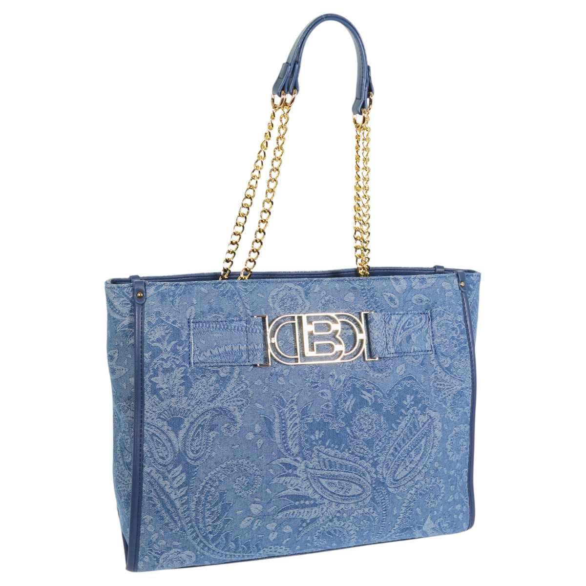 Borsa donna shopping in jeans motivo paisley linea Magby Laura Biagiotti