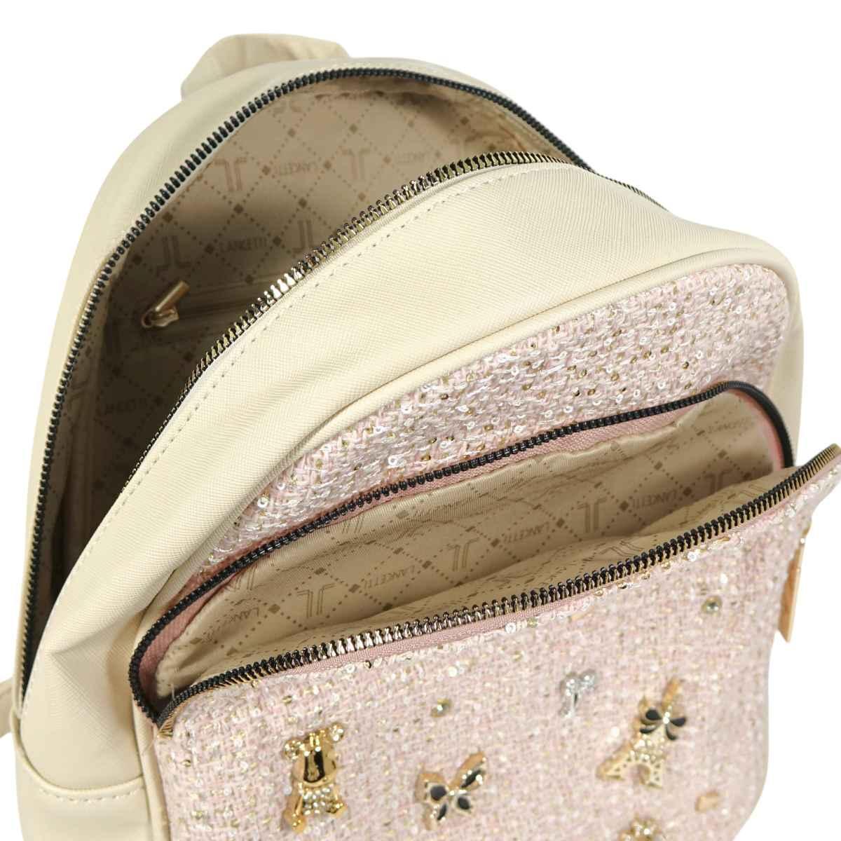 Zaino donna con paillettes e decorazioni in metallo linea Lehavre Lancetti