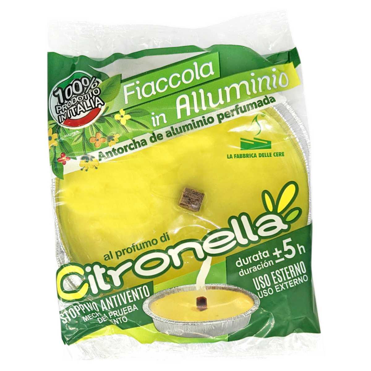 Fiaccola padella romana media alla citronella d.14x h.2,2 cm Made in Italy