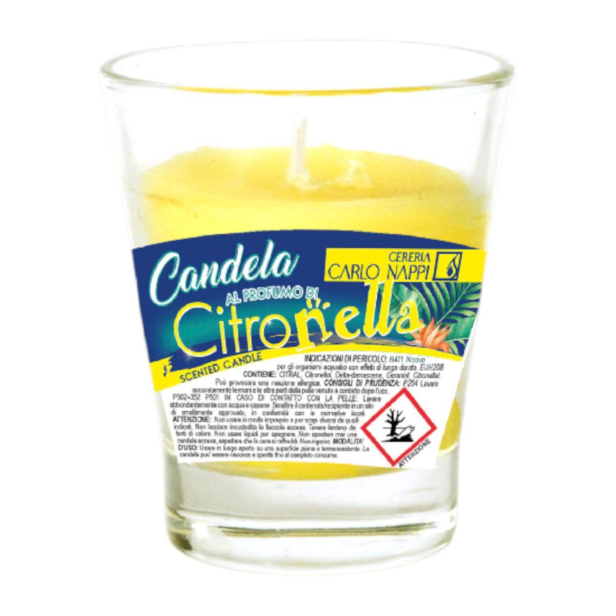 Candela alla citronella in bicchiere di vetro gr. 50 Made in Italy