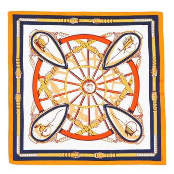 Foulard donna in seta stampa geometrica con carrozze e fibbie Capoverde