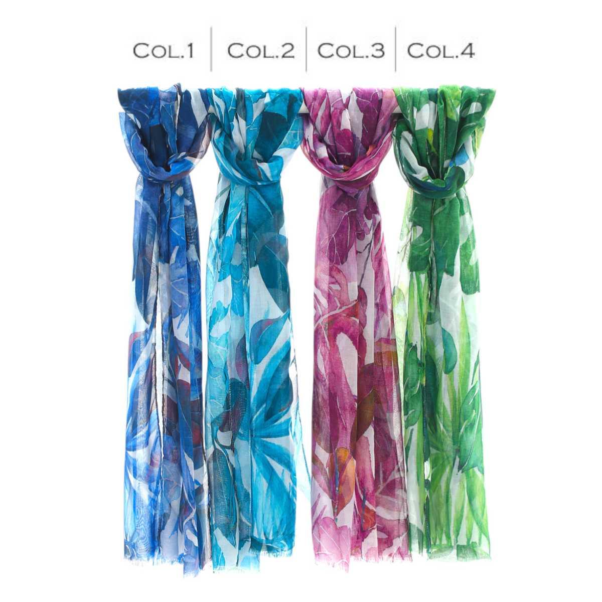 Sciarpa donna in viscosa stampa foglie Capoverde