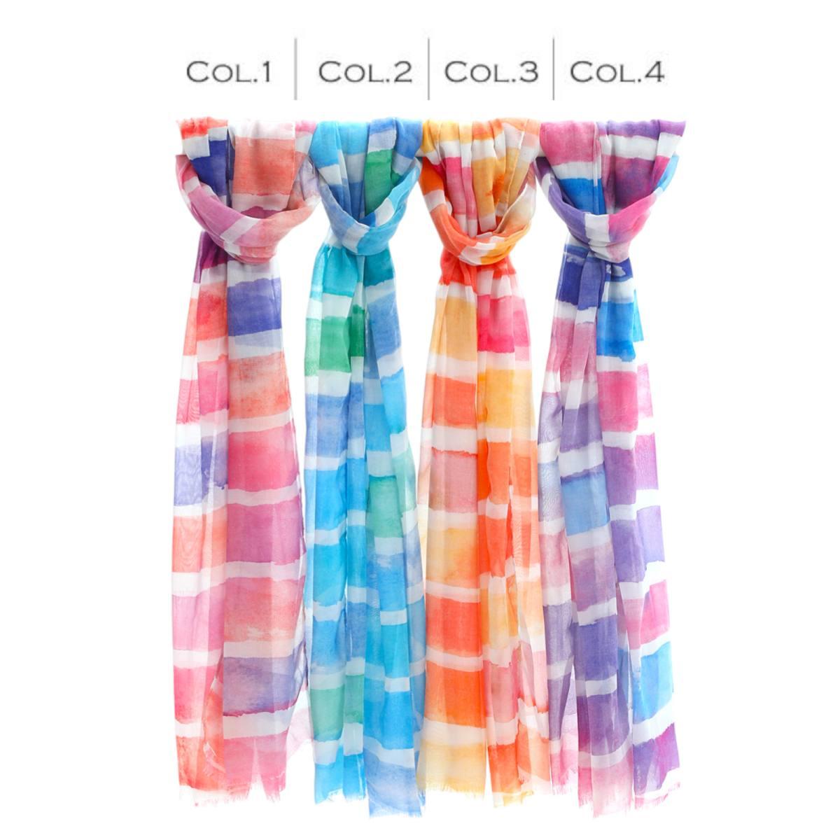 Sciarpa donna in viscosa motivo a righe effetto acquerello Capoverde