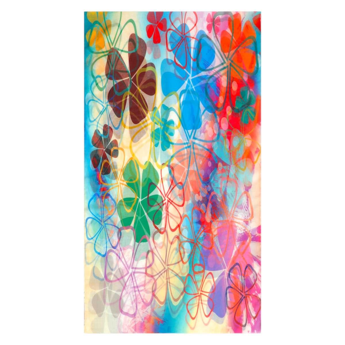 Sciarpa donna in viscosa stampa floreale stilizzata e sfumature di colore Capoverde