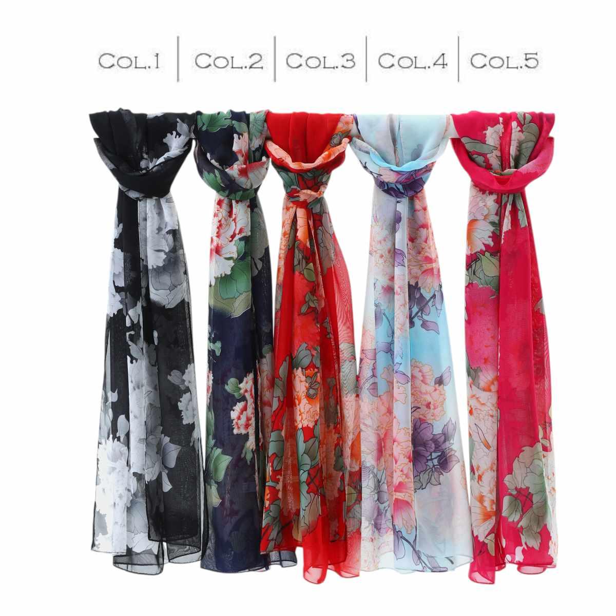 Sciarpa donna in poliestere stampa floreale peonie Capoverde