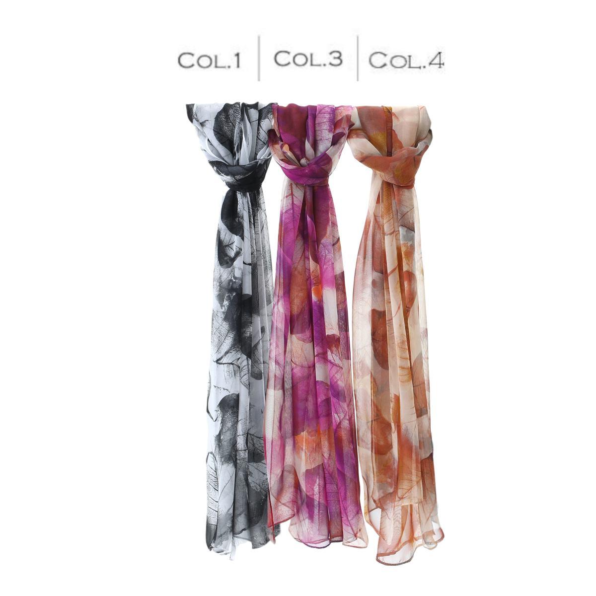 Sciarpa donna in poliestere stampa foglie Capoverde