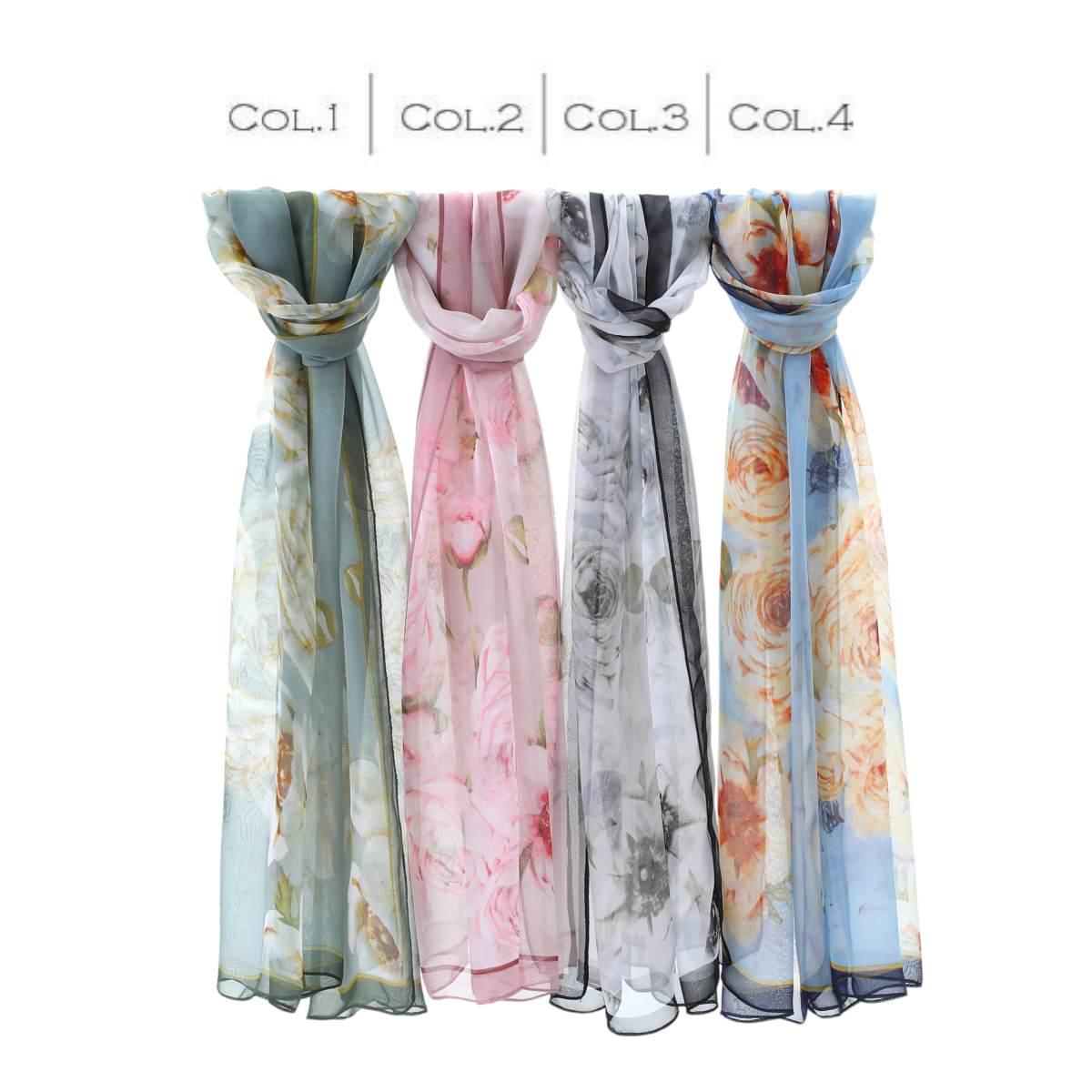 Sciarpa donna in poliestere stampa floreale rose Capoverde