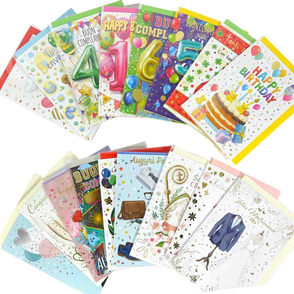 Biglietto auguri cofanetto kit da 96 pezzi assortiti
