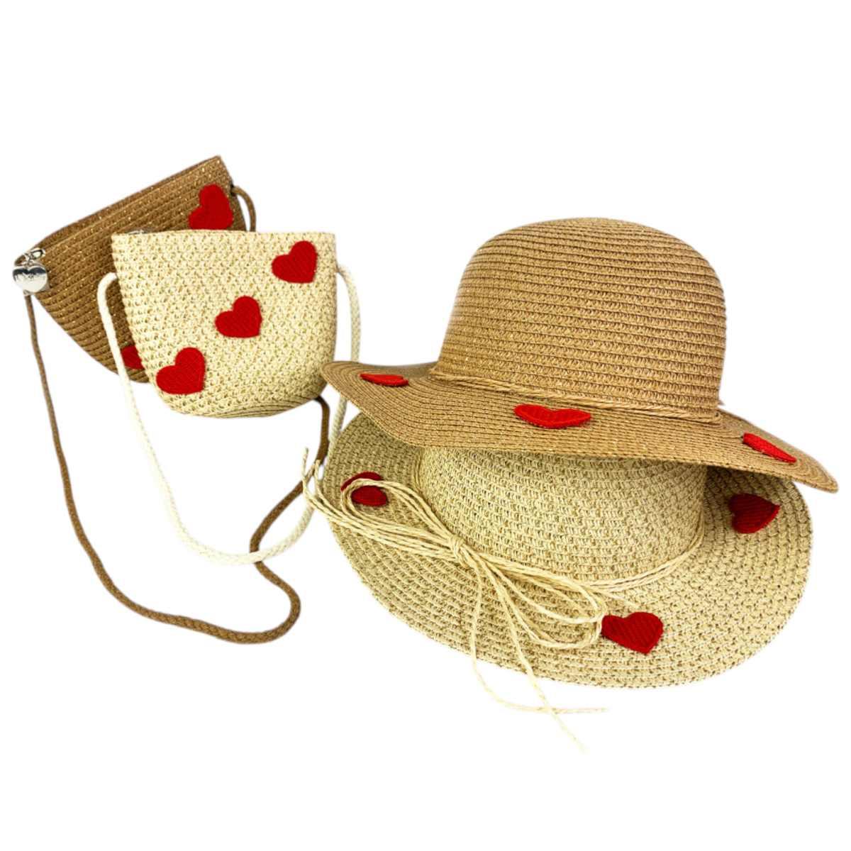 Set cappello e borsetta in paglia bimba love sea Le Kikke