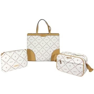 Set 3 pezzi donna borsa shopping, tracolla e tracollina linea Temple Lancetti