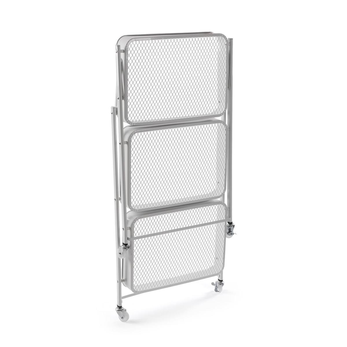 Carrello pieghevole portatutto in metallo 3 ripiani bianco
