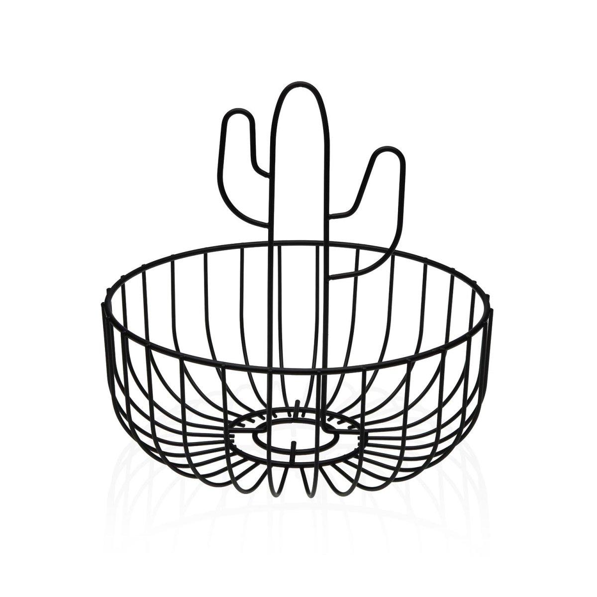 Cesto portafrutta cactus in metallo nero