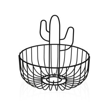 Cesto portafrutta cactus in metallo nero