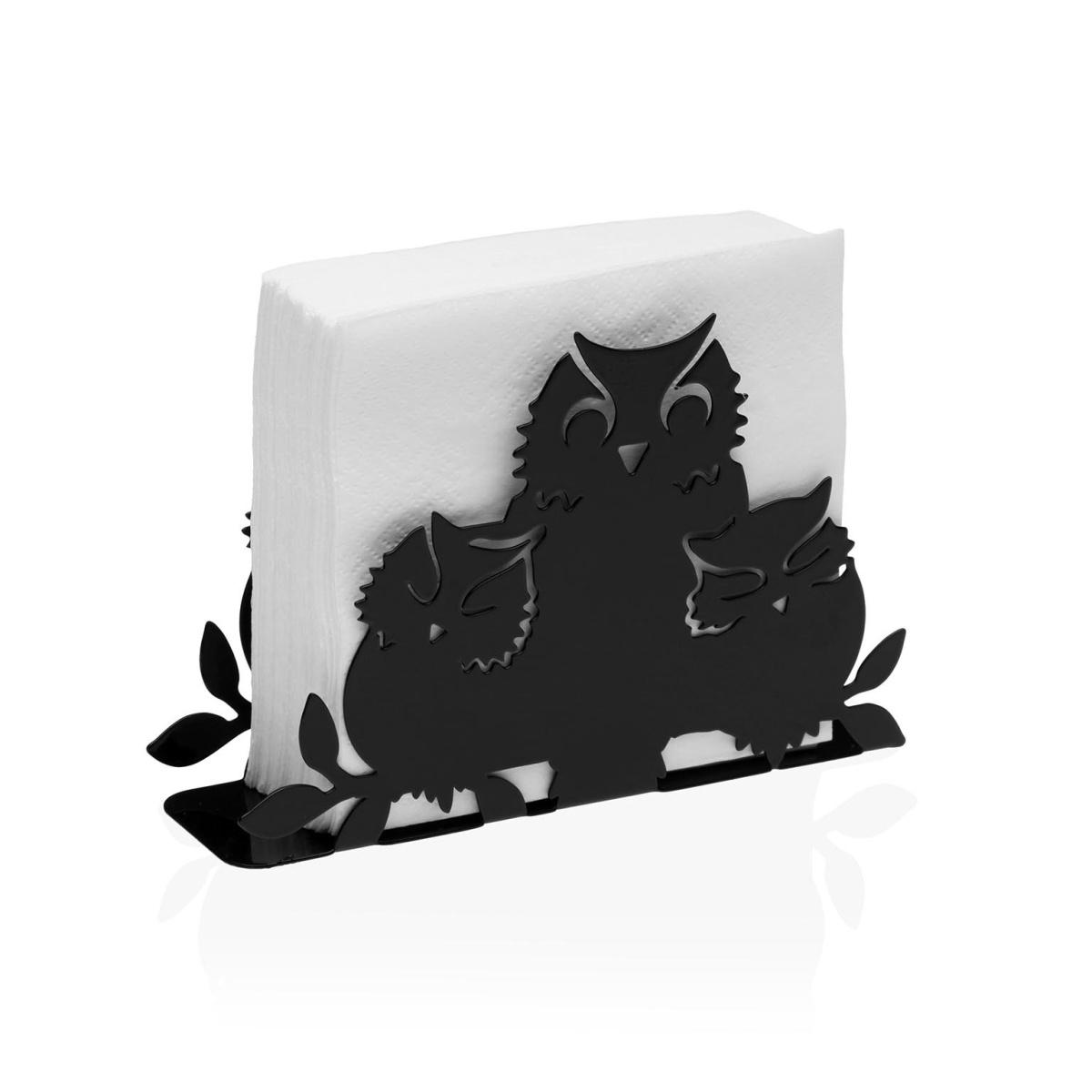 Portatovaglioli in metallo gufi nero