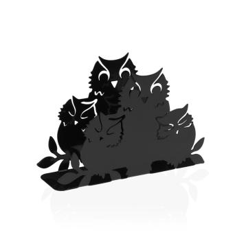 Portatovaglioli in metallo gufi nero