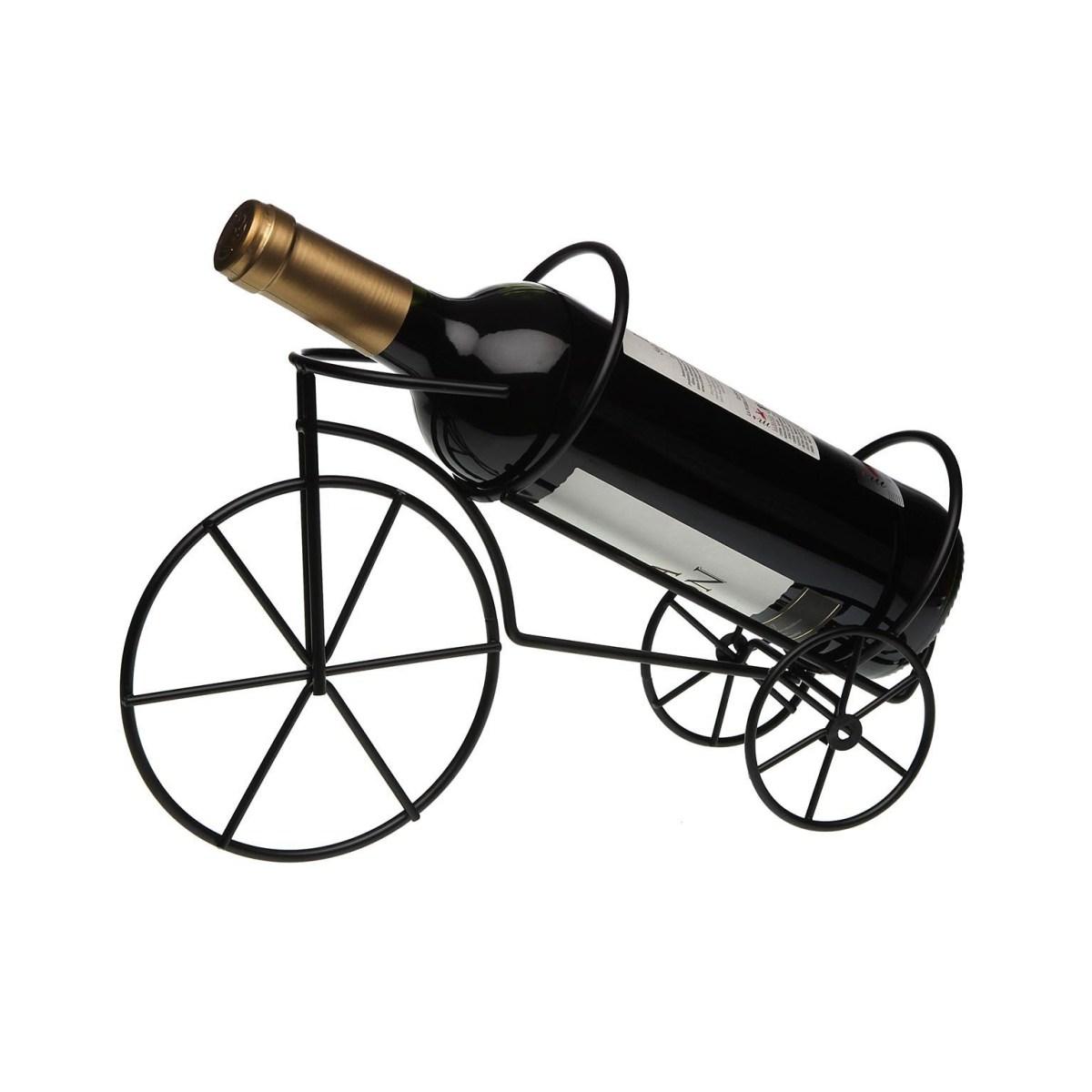 Portabottiglie da vino in metallo bicicletta nero