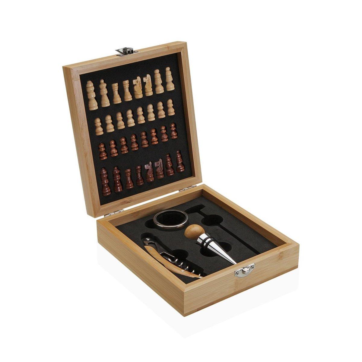 Set da vino 4 pezzi con scatola schacchiera
