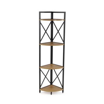 Scaffale angolare a 4 ripiani legno e acciaio