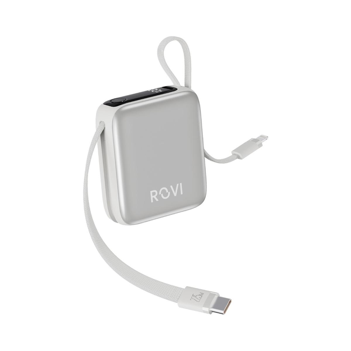 Power bank cavi integrati 10000 mah type c/ type lightning silver Rovi
