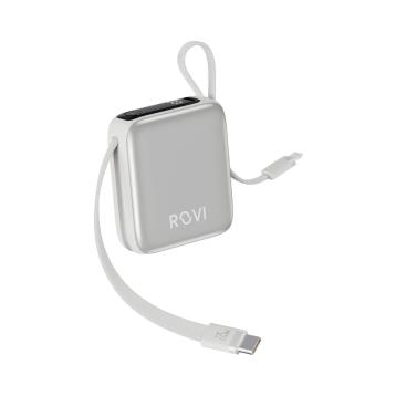 Power bank cavi integrati 10000 mah type c/ type lightning silver Rovi