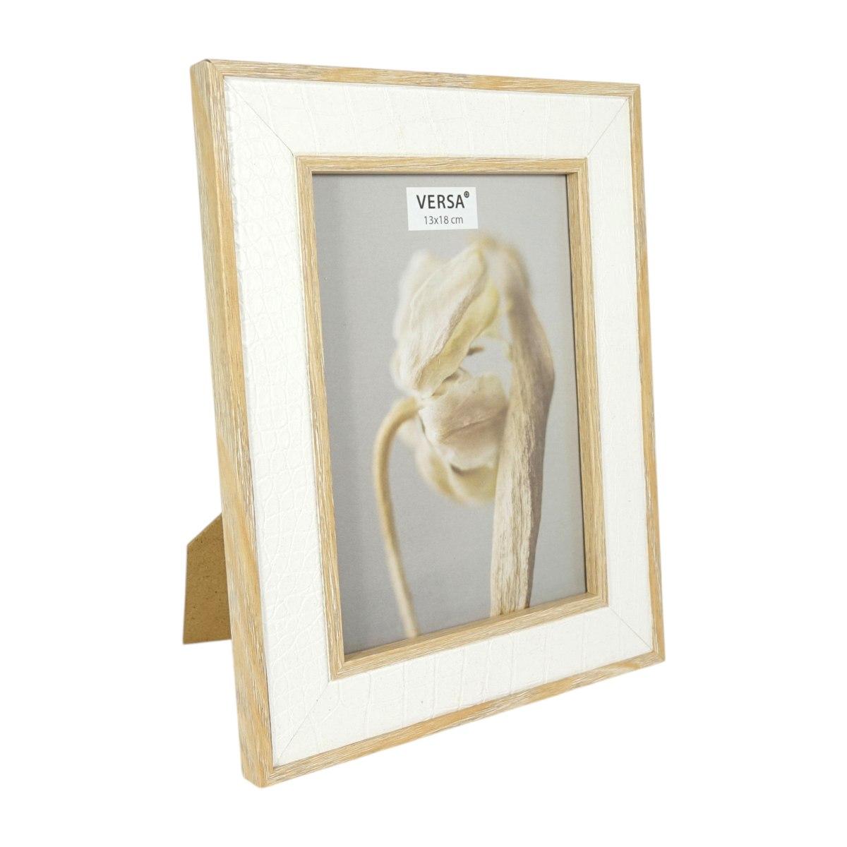 Cornice portafoto in mdf bianco e naturale 13x18 cm