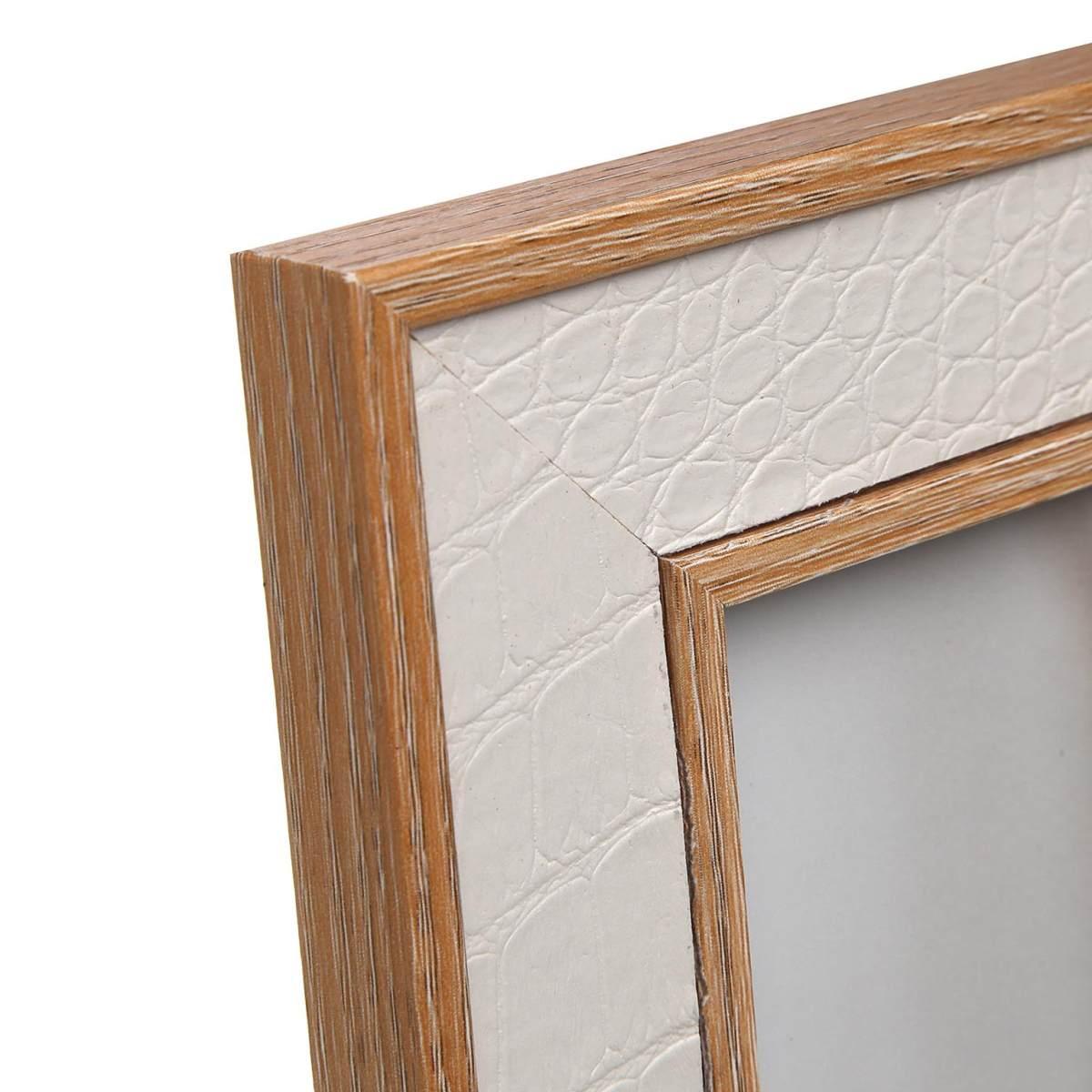 Cornice portafoto in mdf bianco e naturale 13x18 cm