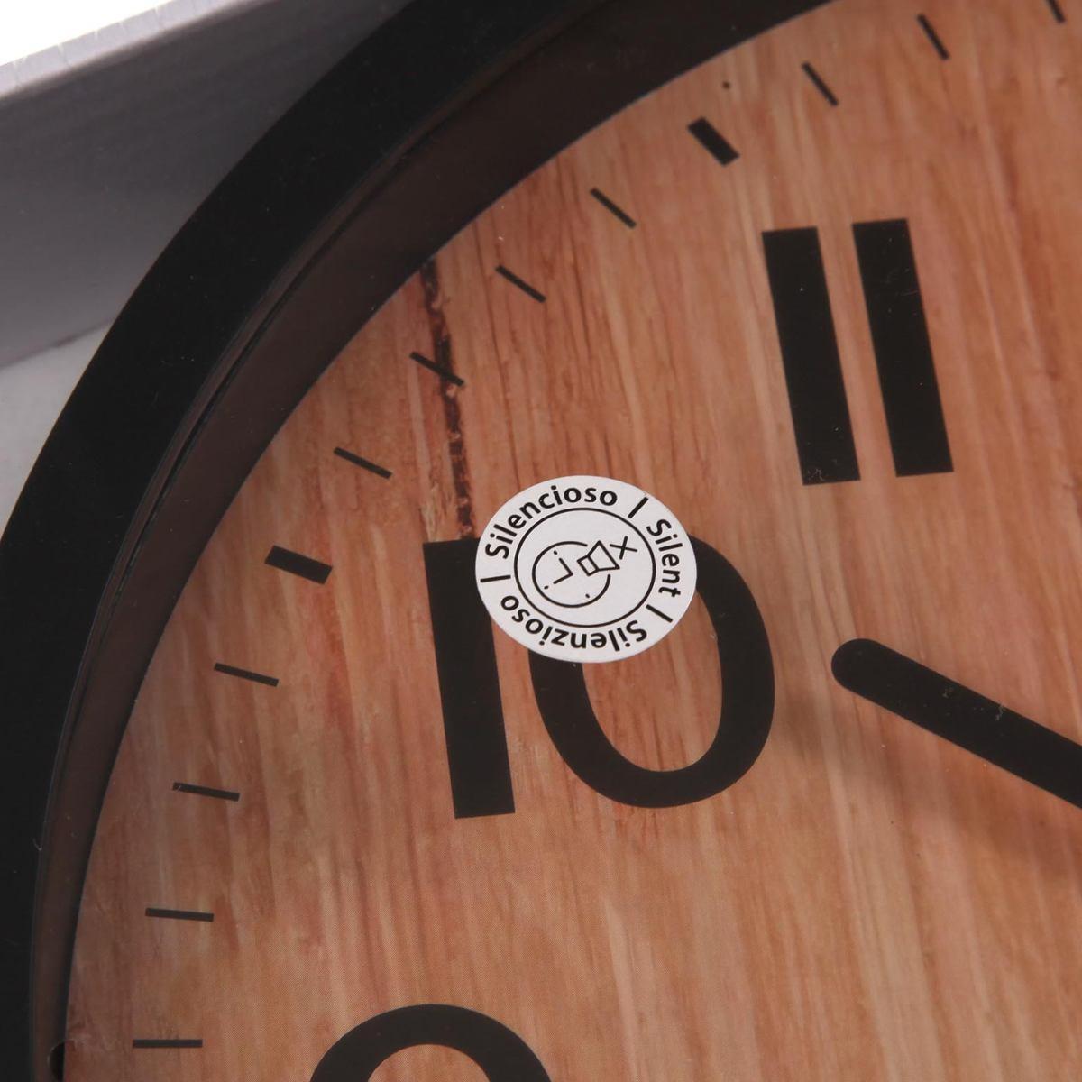 Orologio da parete in plastica effetto legno movimento silenzioso 22 cm