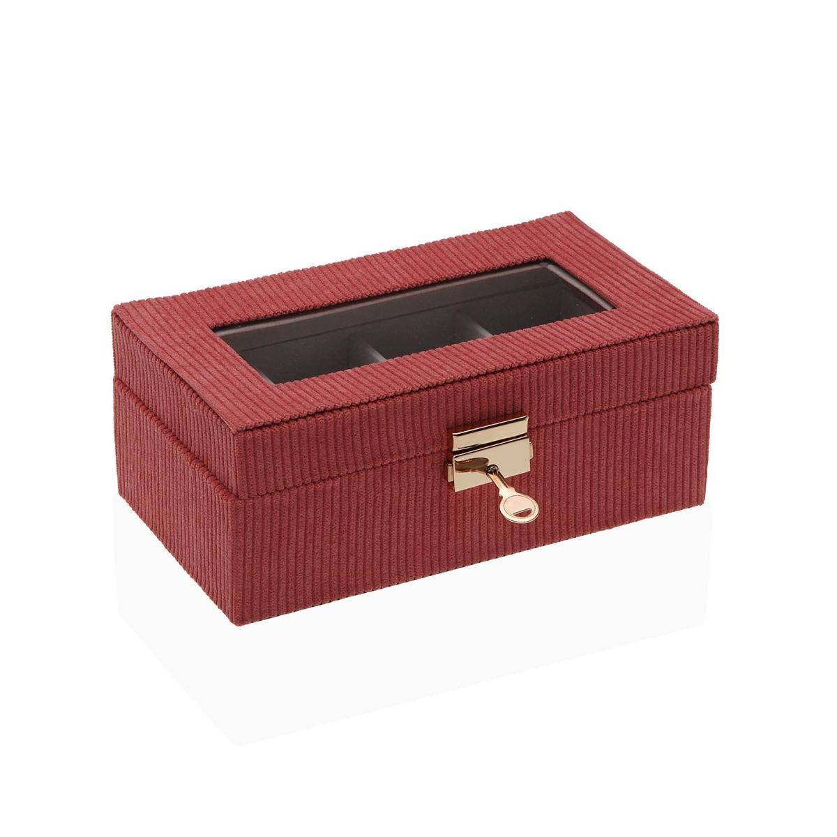 Scatola portaorologi terracotta in mdf 4 posti con finestra