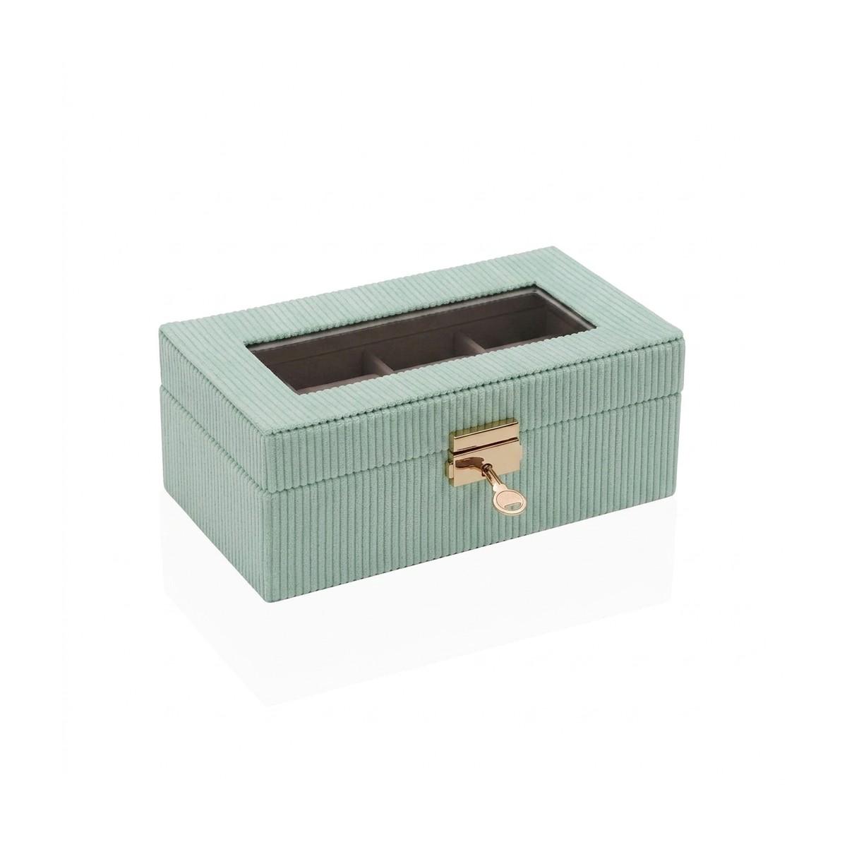 Scatola portaorologi verde in mdf 4 posti con finestra
