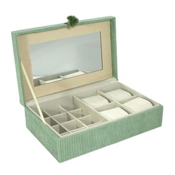 Scatola portagioie e portaorologi in mdf e velluto verde menta