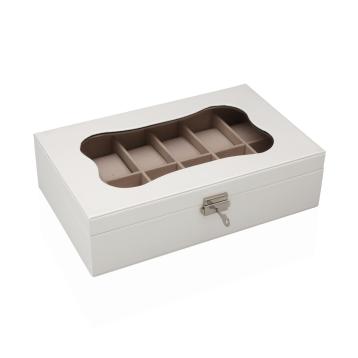 Scatola portaorologi in mdf bianco 12 posti con finestra