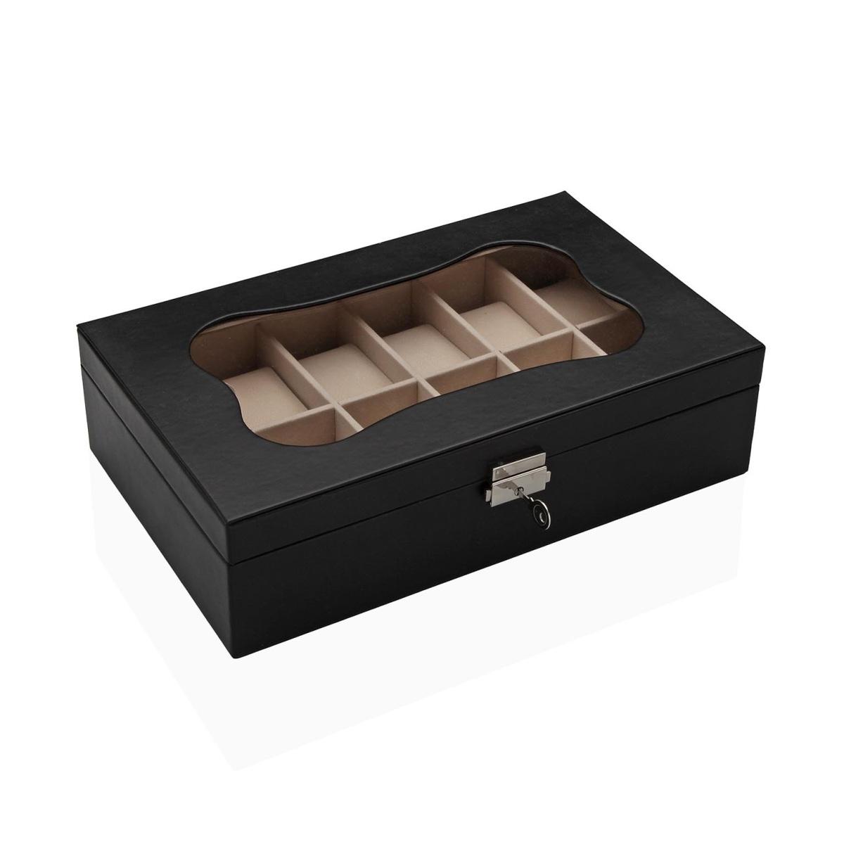 Scatola portaorologi in mdf nero 12 posti con finestra