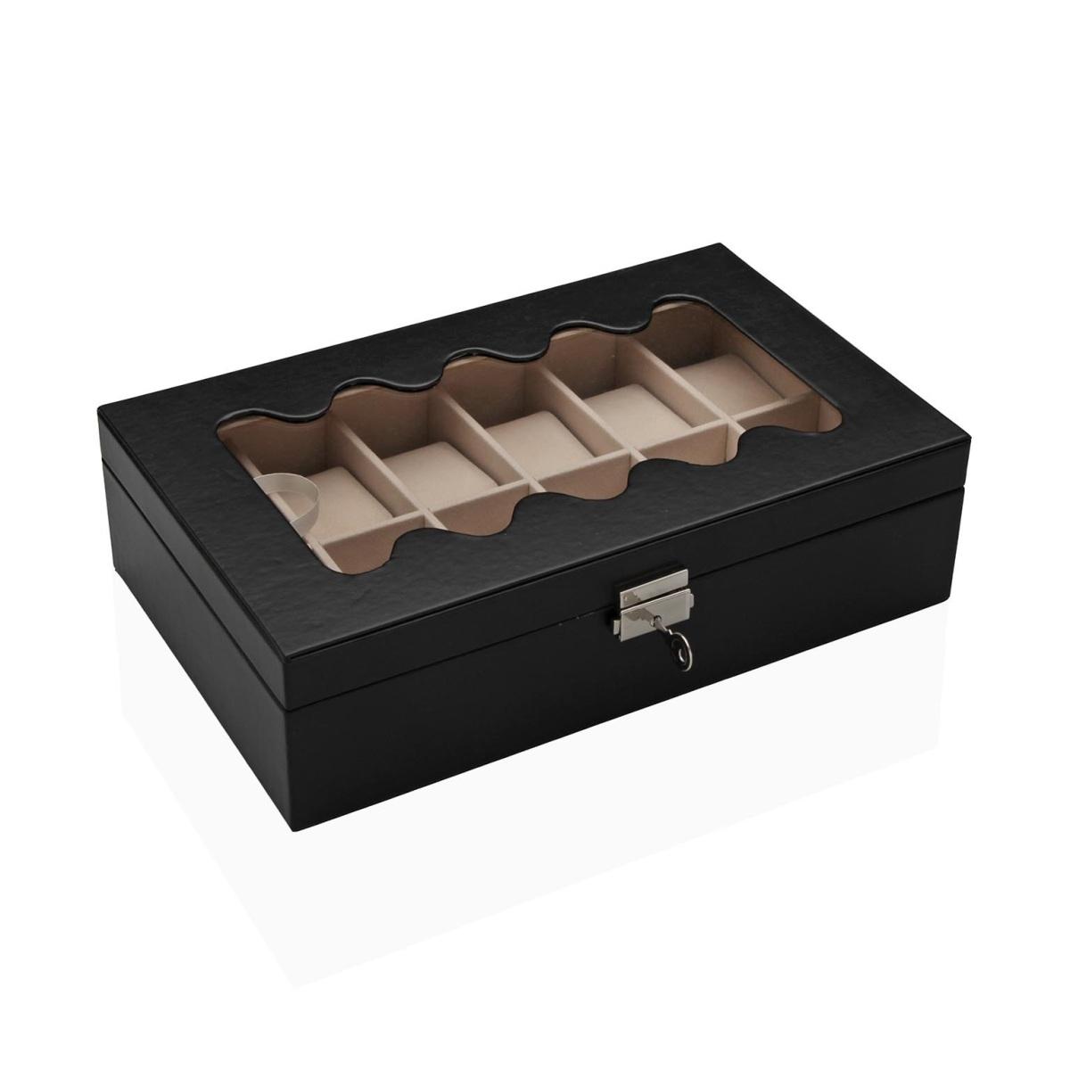 Scatola portaorologi in mdf nero 12 posti con finestra