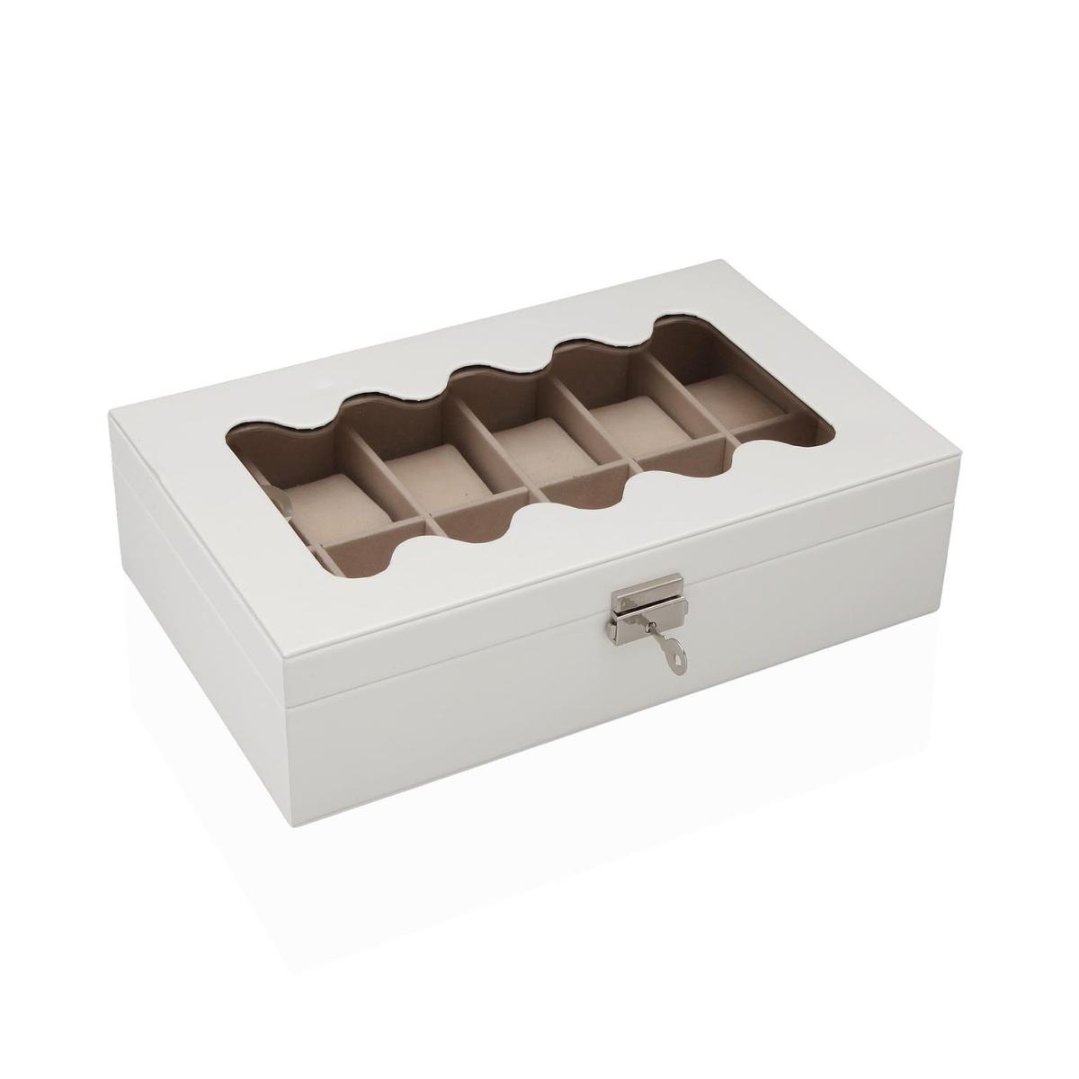 Scatola portaorologi in mdf bianco 12 posti con finestra