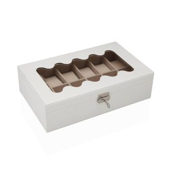 Scatola portaorologi in mdf bianco 12 posti con finestra