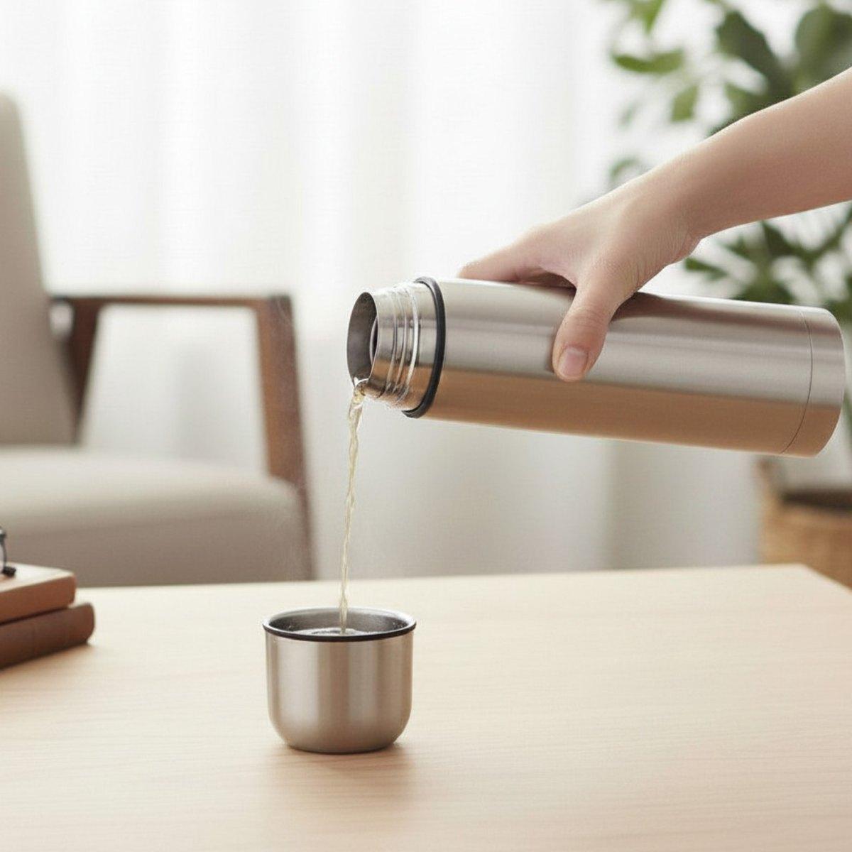 Thermos in acciaio con bicchiere 500 ml d.7 x h.25 cm