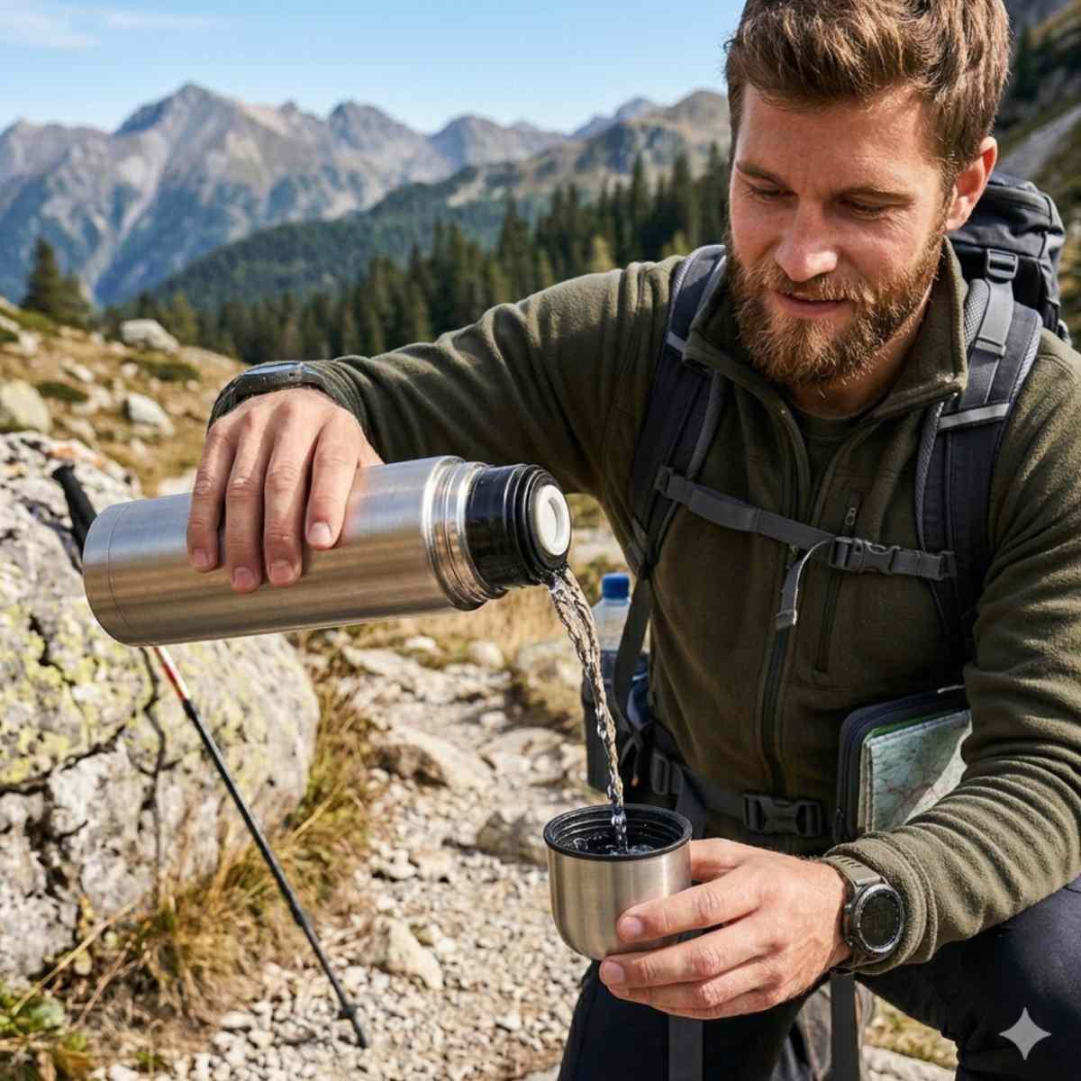 Thermos in acciaio con bicchiere 750 ml d.8 x h.28,5 cm