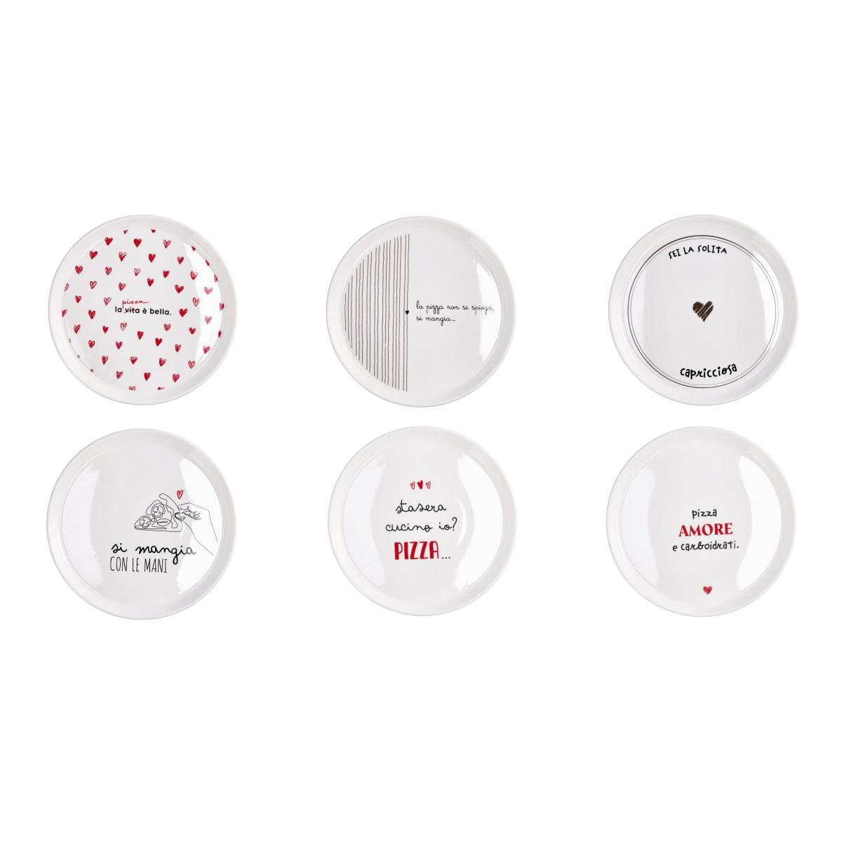 Piatto pizza in ceramica decorata scritte divertenti d.30 cm