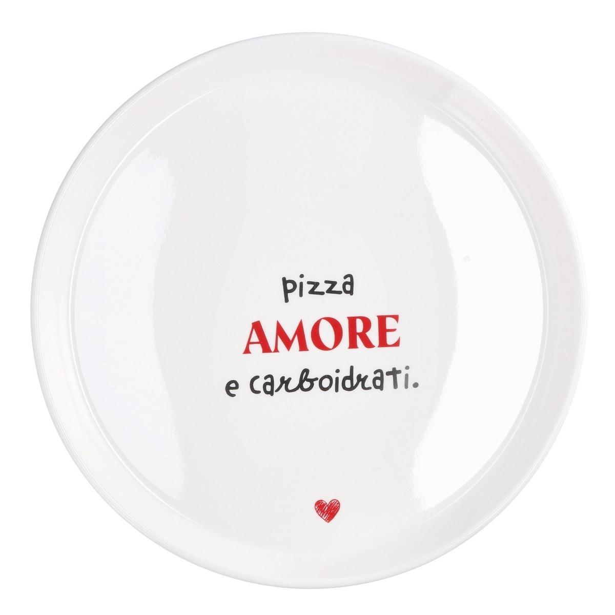 Piatto pizza in ceramica decorata scritte divertenti d.30 cm