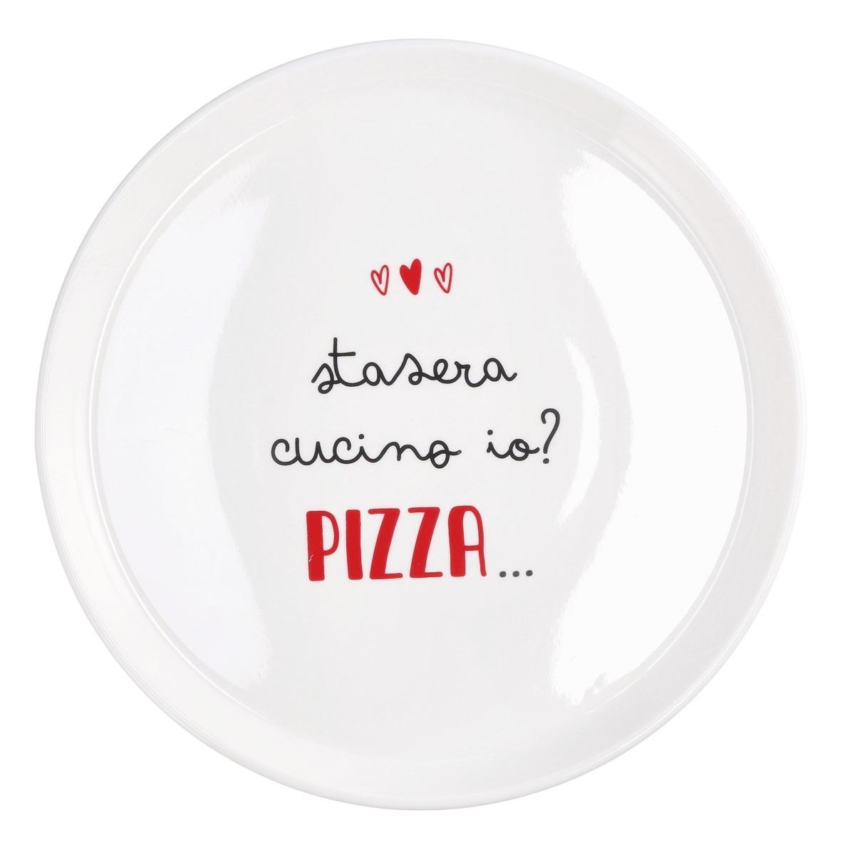 Piatto pizza in ceramica decorata scritte divertenti d.30 cm