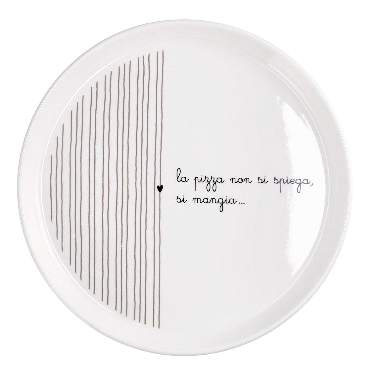 Piatto pizza in ceramica decorata scritte divertenti d.30 cm
