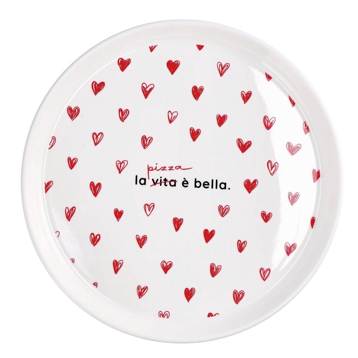 Piatto pizza in ceramica decorata scritte divertenti d.30 cm