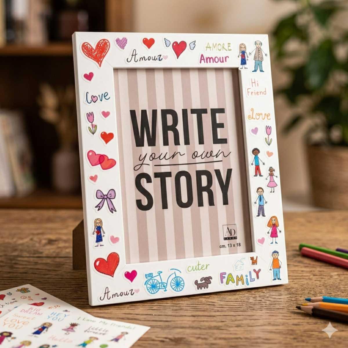 Cornice portafoto in mdf Murray personalizzabile con adesivi 13x18 cm